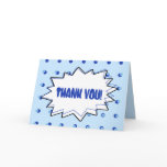 Pop Art Thank You Card - Blue Halftone
