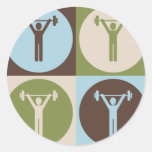 Pop Art Weight Lifting Round Stickers