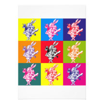 Pop Art White Rabbit Custom Invite