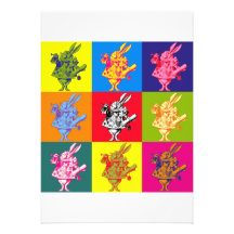 Pop Art White Rabbit Full Colour Invite