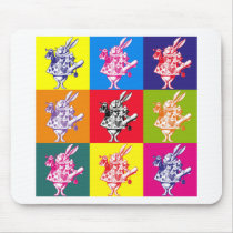 Pop Art White Rabbit Mousepads
