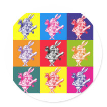Pop Art White Rabbit Stickers