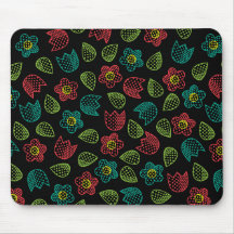 Pop Bot Ditsy Black Mousepad