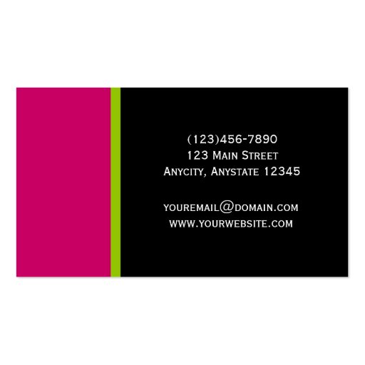 Pop Colors in Pink Green and Black Business Card (back side)
