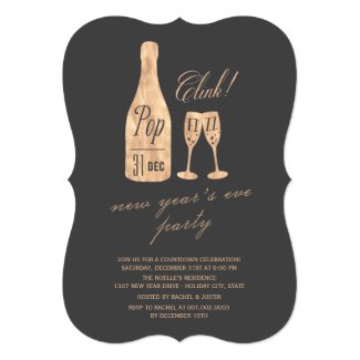 Pop Fizz Clink Champagne New Year Party Invite