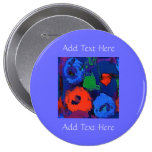 Pop Flowers Blue Button