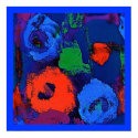 Pop Flowers Blue Poster posters