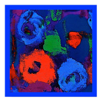 Pop Flowers Blue Poster posters
