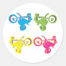 Pop Grungy Motocross Round Sticker
