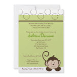 POP MONKEY 5x7 Green Neutral BABY SHOWER Custom Announcements