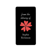 Pop of red floral personalized bookplates custom address label