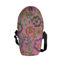 Pop Rose Motif Backpack Messenger Bag