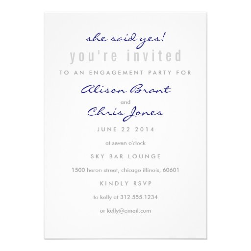 Pop the Question Engagement Party Invitation Navy