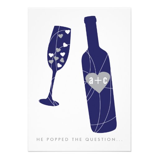 Pop the Question Engagement Party Invitation Navy