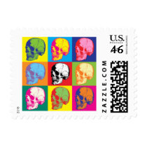 Popart skulls postage