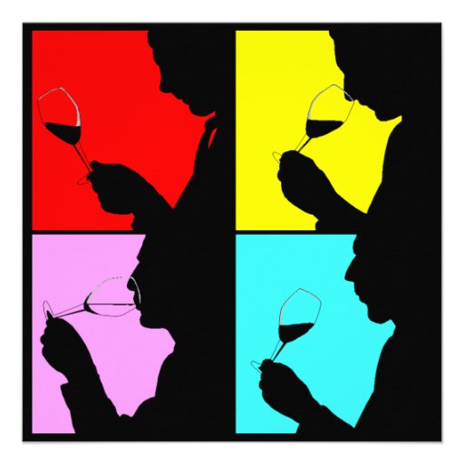 PopArt Wine Tasting Silhouette 4 Steps Invitation