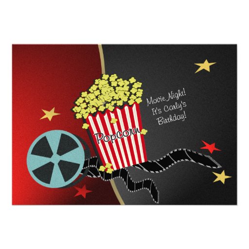 Popcorn and a Movie Sleep over Personalized Invite