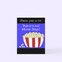 Popcorn and Movie Night Invitation cards