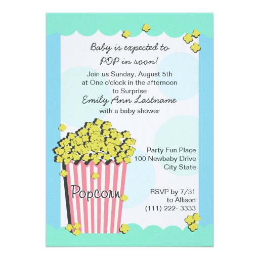 Popcorn Baby Shower Custom Invite