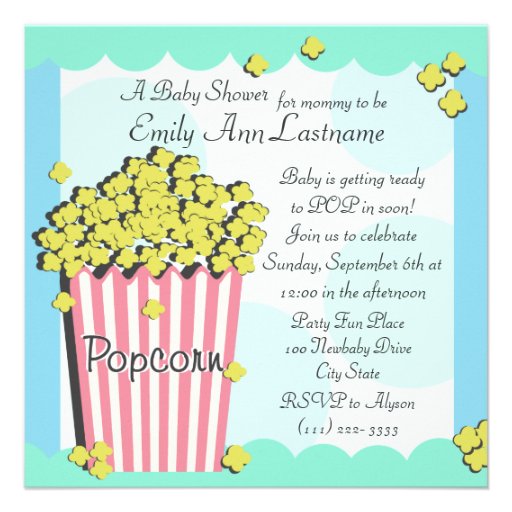 Popcorn Baby Shower Invitation