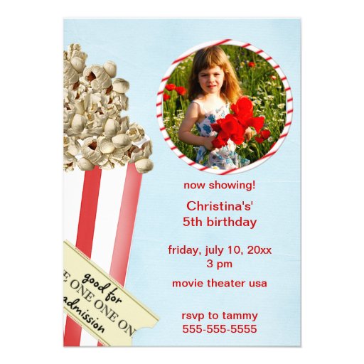 Popcorn Birthday Party Invitation