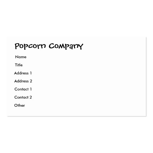 Popcorn Business Cards (back side)