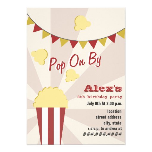 Popcorn Carnival Birthday Party Invitation