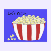 Popcorn - Let's Party Invitation postcards