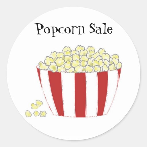 Popcorn Sale Classic Round Sticker Zazzle