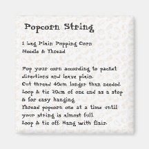 Popcorn String Recipe Magnet pink