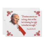 Pope John Paul II Freedom Notecards Custom Invites