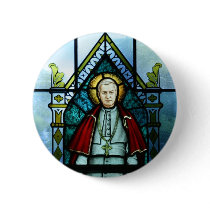 Pope Saint Pius X Stained Glass Art Buttons
