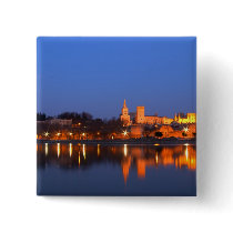 Pope's Palace in Avignon and the Rhone river at Pinback Button