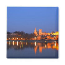 Pope's Palace in Avignon and the Rhone river at Fridge Magnets