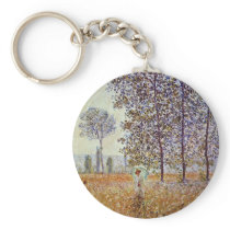 Poplars In Sunlight By Claude Monet Keychains