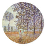 Poplars In Sunlight By Claude Monet Round Stickers