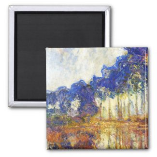 Poplars on the Banks of the River Epte Monet 2 Inch Square Magnet