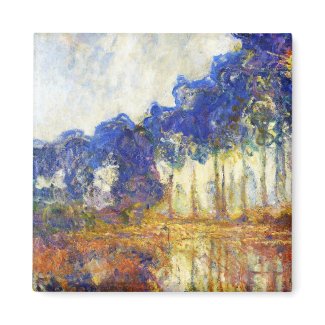 Poplars on the Banks of the River Epte Monet 2 Inch Square Magnet