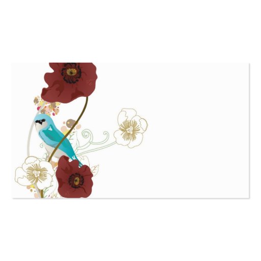 Poppies and bird Business Card (front side)