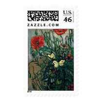 Poppies and Butterflies, Vincent van Gogh Postage