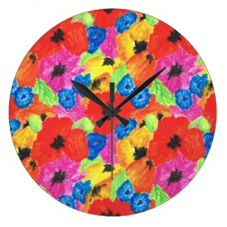 Poppies and Cornflowers Round Clock