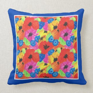 Poppies and Cornflowers Throw Pillow or Cushion