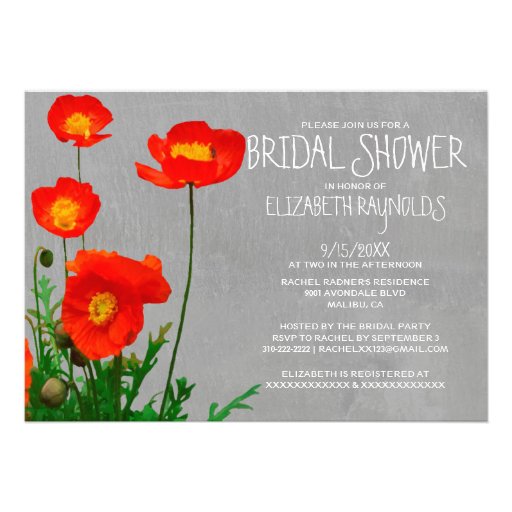 Poppies Bridal Shower Invitations