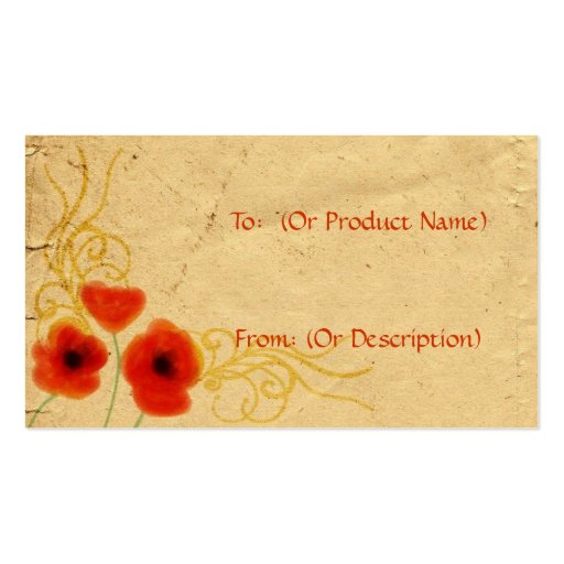 Poppies Hang Tag Business Card (back side)