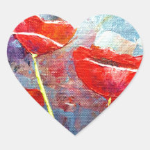 Poppies Heart Sticker