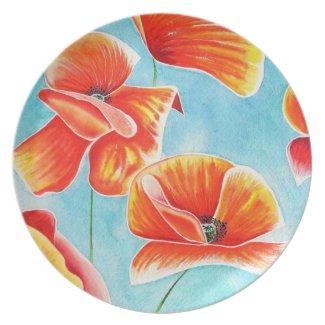 Poppies in the Sky design dinner/decorative plate