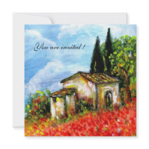 POPPIES IN TUSCANY, red green blue white black Announcements