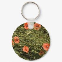 poppies in wheat keychains