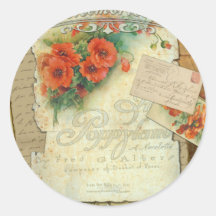 Poppies Memories and French Script Sticker