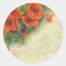 Poppies Memories and French Script Tags Stickers